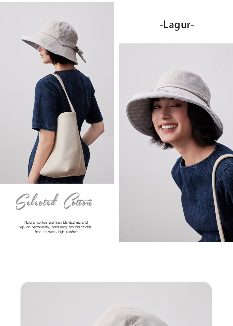 Lagur 100% Cotton Japanese-Style Wide Brim Fisherman Sun Hat UV Protection Summer Women's Sky Blue 15