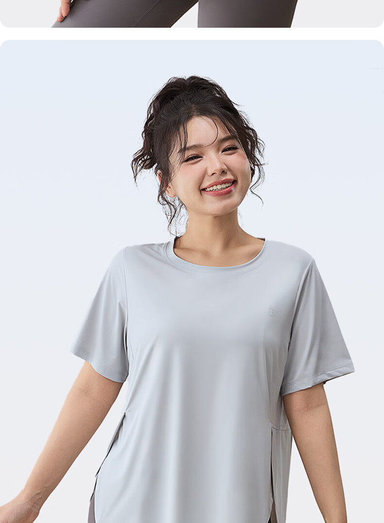 Xueqiman Plus Size Women's Loose Slimming Sports T-Shirt Quick-Dry Breathable Yoga Pilates Fitness Training Short Sleeve 12
