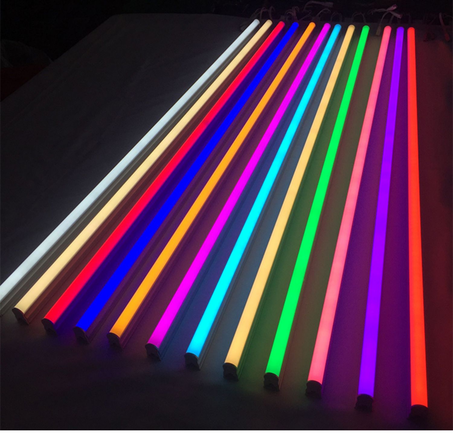 雷士品质t8led彩色灯管红绿紫粉黄蓝色t5一体化长条霓虹装饰双端led