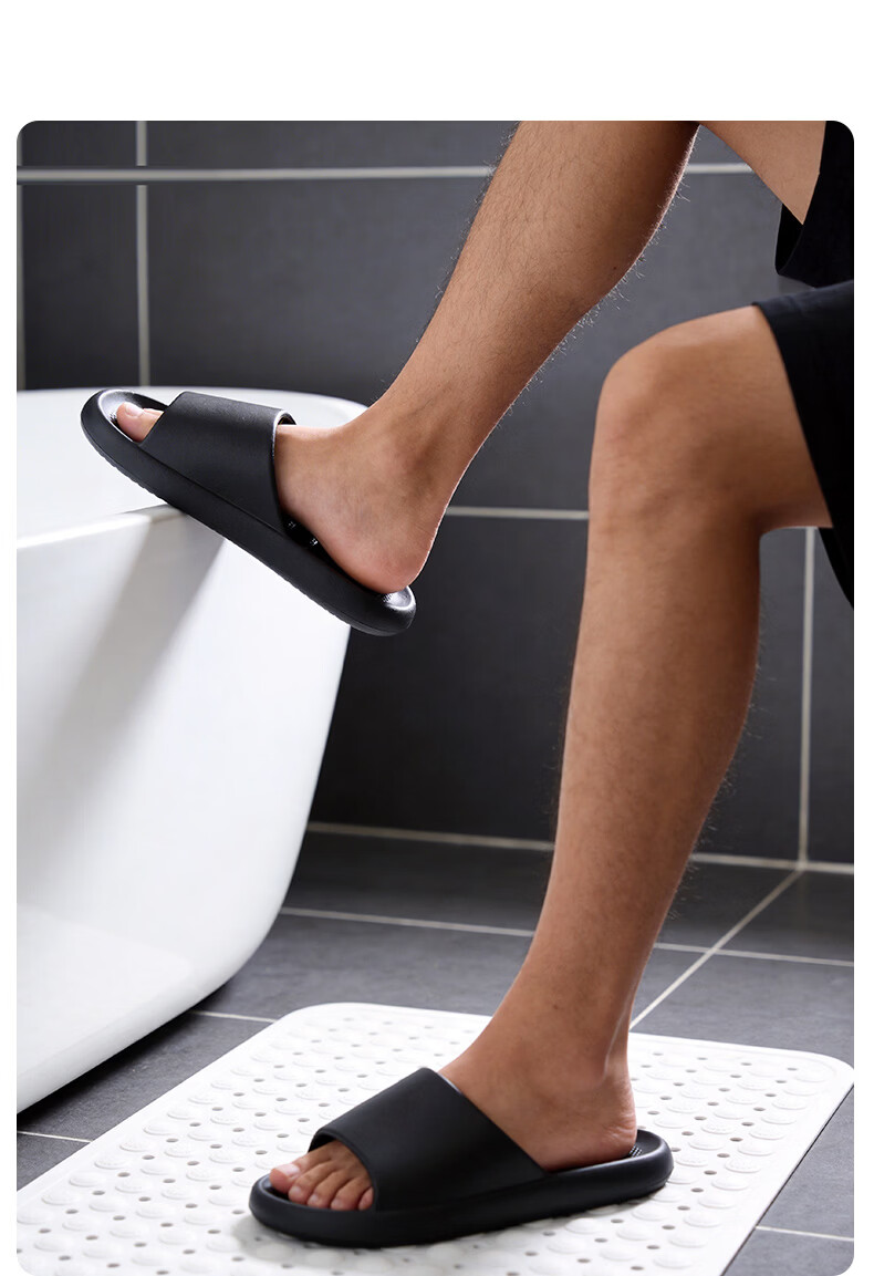 ABFE Bathroom Leak-Proof Slippers Men's Indoor Home Shower Non-Slip Quick-Dry Odor-Resistant Cool Slippers Women Black Size 42-43 8