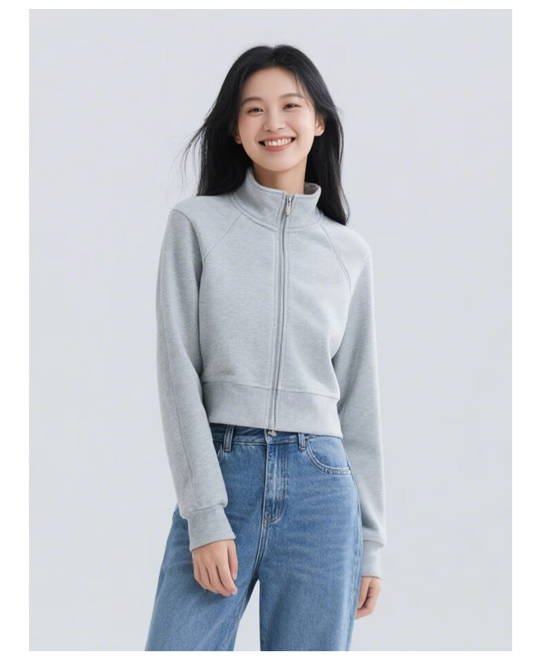 Baleno Stand Collar Cardigan Sweatshirt Women's Jacket 2026 Spring Autumn New Loose Versatile Zip-up Lightweight Top 18