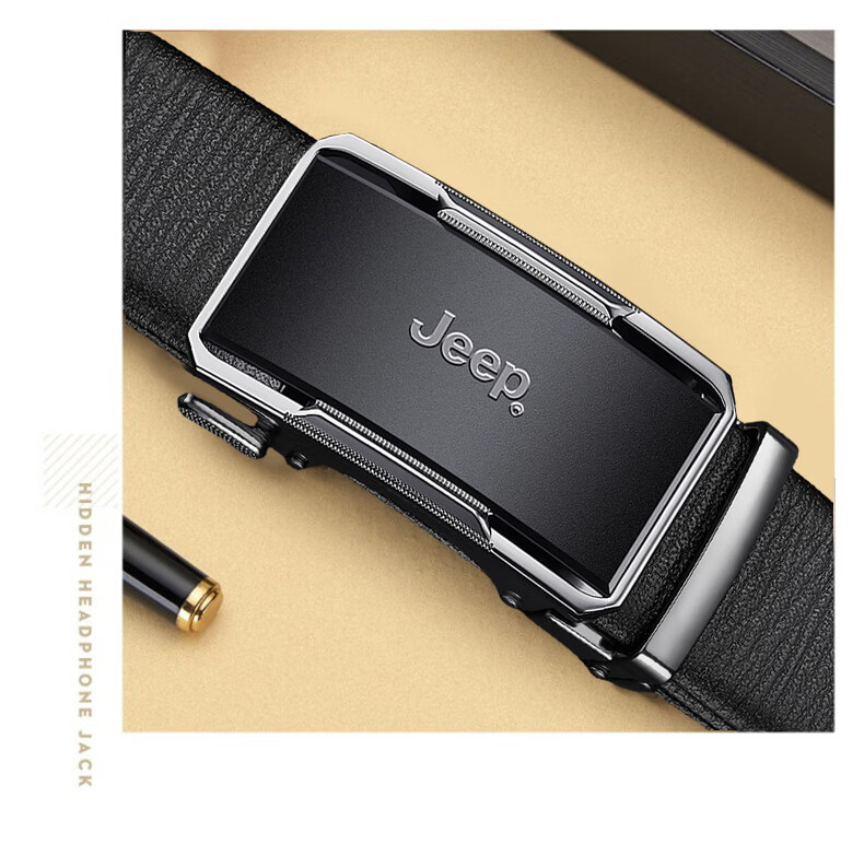 JEEP Men's Genuine Leather Automatic Buckle Belt High-End Pure Cowhide New Style Waistband Father's Day Gift for Dad Husband 7