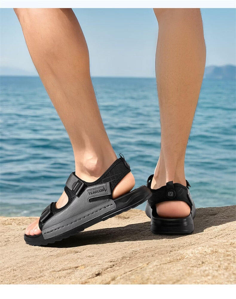 Eierkang Men's Summer Outdoor Trendy Beach Shoes Soft Sole Driving Sports Sandals 57548W Black Size 40 10