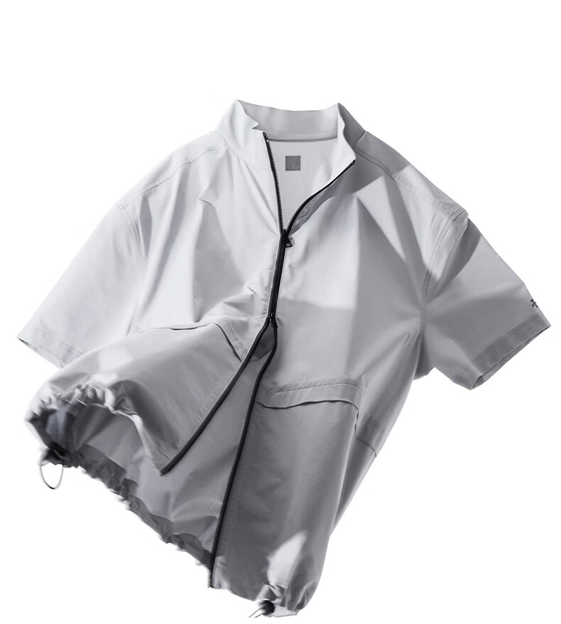 Mr.Bu Oversized Stand Collar Functional Sports Men's Summer Double Zipper T-Shirt 3
