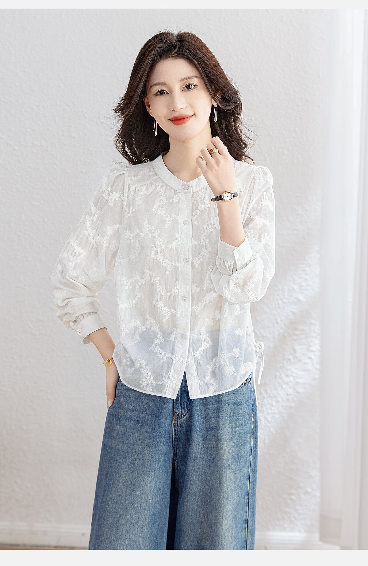 Cypress House Round Neck Elegant Shirt Women 2026 Spring New French Style Long Sleeve Loose Commuter Simple Blouse 2