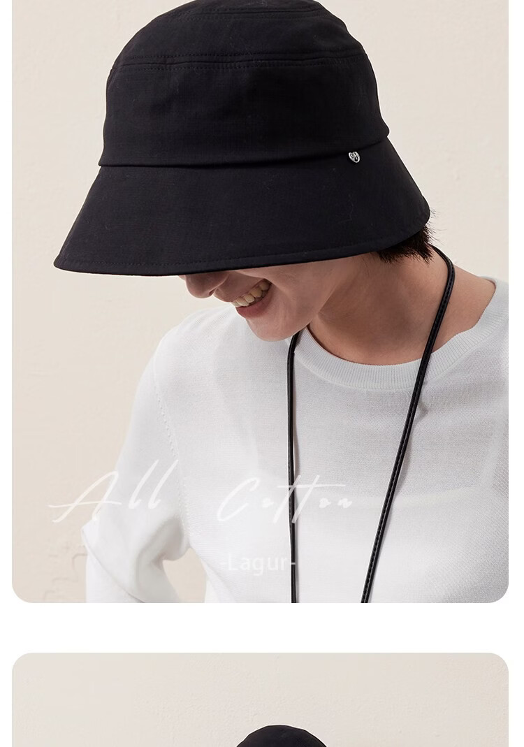 Lagur Classic Style 100% Cotton Fisherman Sun Hat Wide Brim Summer Sunshade Hat Large Head Circumference Classic Black 13