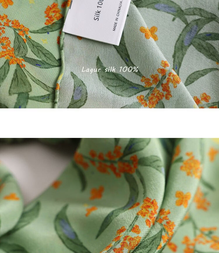Lagur Original "Night Osmanthus" 100% Mulberry Silk Scarf, Double Crepe Rolled Edge Square Silk Scarf for Women, Refreshing Purple 39