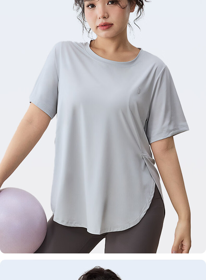Xueqiman Plus Size Women's Loose Slimming Sports T-Shirt Quick-Dry Breathable Yoga Pilates Fitness Training Short Sleeve 10