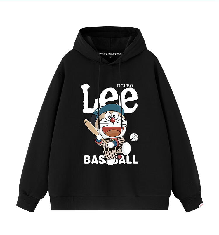 澳颜莱 棒球哆啦a梦连帽卫衣男春秋款休闲2022新款情侣外套 黑色 s