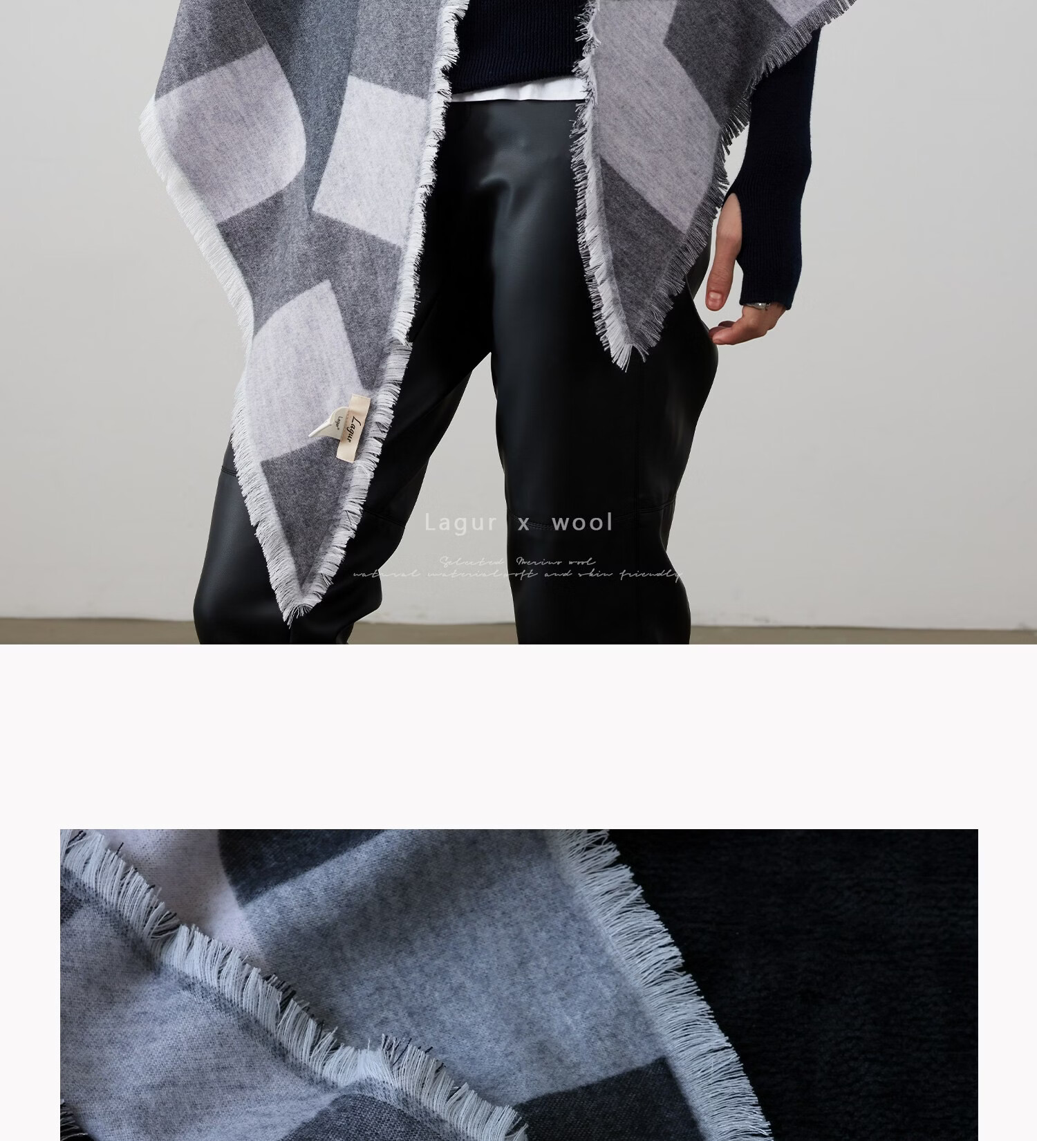 Lagur Blue Moment Tranquil Blue Fine Wool Triangle Scarf and Shawl Dual-Use Warmth Tranquil Blue 39