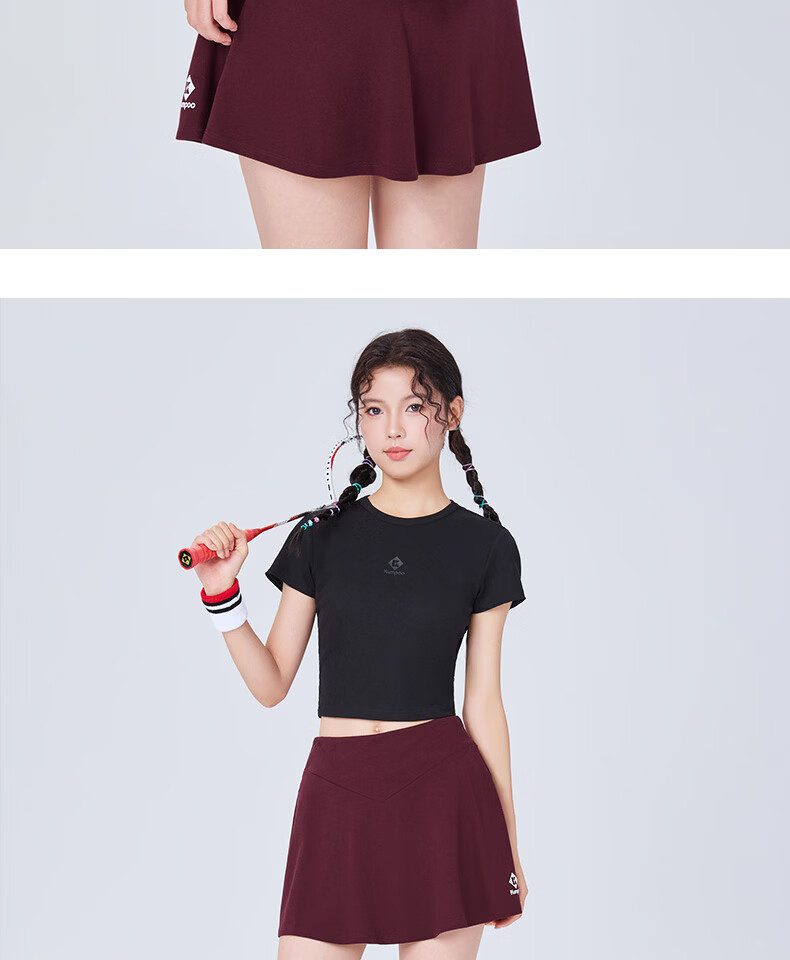 KUMPOO Women's Badminton Apparel Simple Versatile K261W-7182 Skirt Black L 9