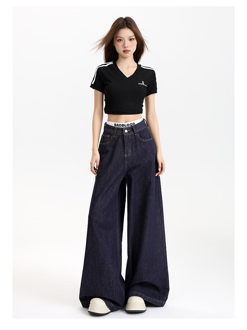 Borui Women's Jeans 2026 New Spring Loose Wide-Leg High-Waist American Casual Versatile Floor-Length Pants 22