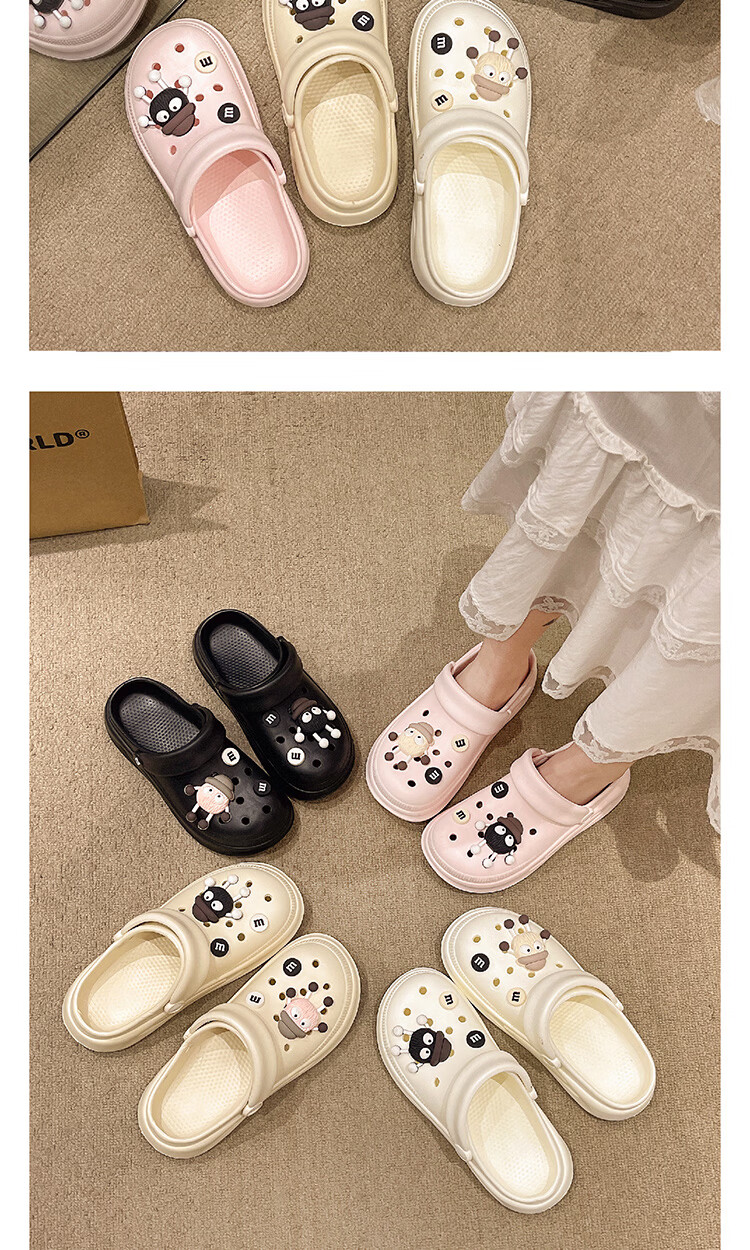AILAIJIA Cute Thick Sole Clogs Women Open Toe Slippers Summer Outdoor Sandals Black Size 38-39 14