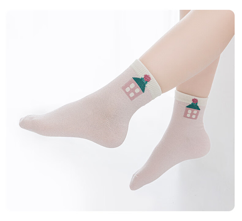 Six Finger Mouse Children's Socks Girls Spring Summer Breathable Mesh Mid-Calf Thin Cotton Socks for Older Girls Students 9