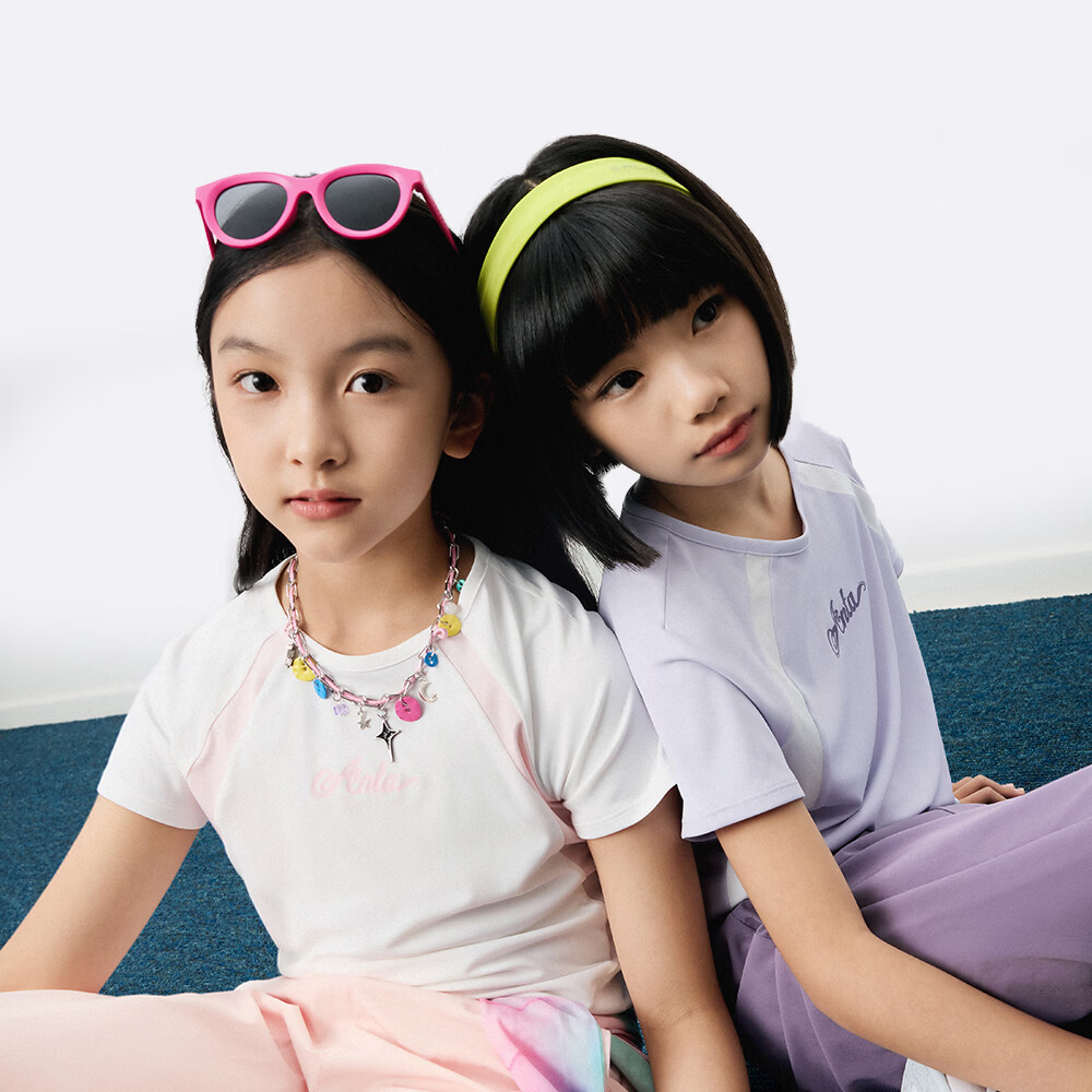 Anta Kids Girls Sports Set 2026 Summer Skin-friendly Breathable Quick-dry Short Sleeve and Long Pants A62627703 4