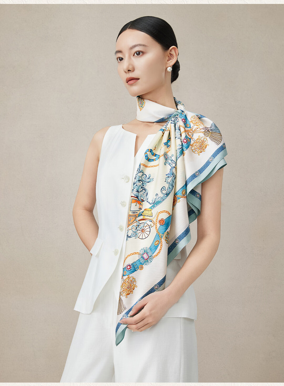 Shanghai Story Spring New 100% Mulberry Silk Printed Square Scarf Chinese Style Women's Silk Scarf Gift Box for Girlfriend 9