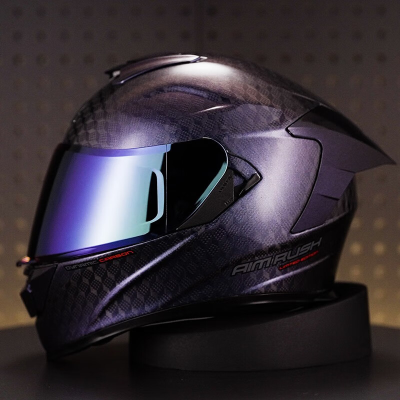 ar碳纤维摩托车男女士大尾翼头盔盔冬季防雾双镜片机车全盔四季 3k碳