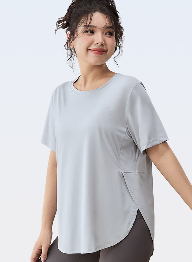 Xueqiman Plus Size Women's Loose Slimming Sports T-Shirt Quick-Dry Breathable Yoga Pilates Fitness Training Short Sleeve 11