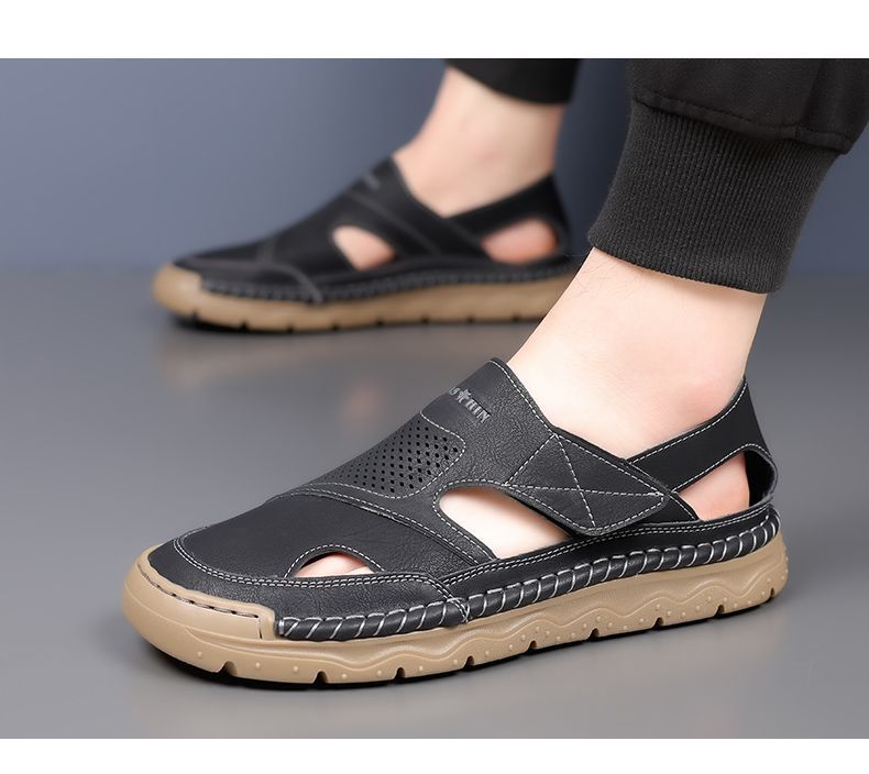 Jingzhenlianggong New Casual Sandals High-Grade Ultra-Soft Men's Breathable Sandals Wear-Resistant Non-Slip Yellow [Classic Model] Size 42 22