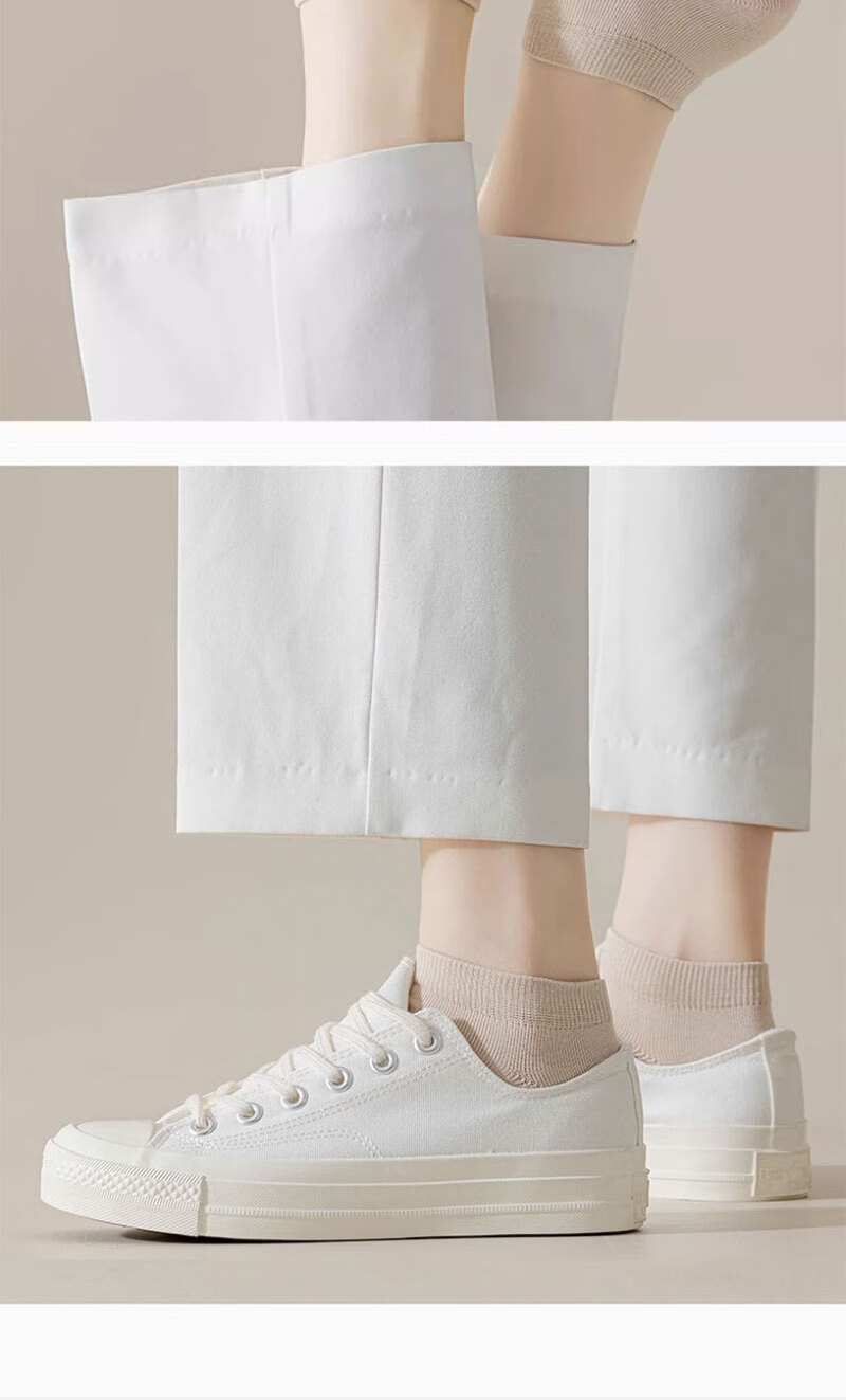 Mianmanman Women's Short Socks Xinjiang Cotton 10A Antibacterial Odor-Resistant No-Slip Low-Cut Socks Non-Slip Heel Short Tube Socks Spring Summer 10 Pairs 15