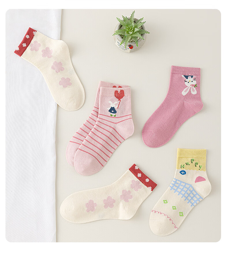 Six Finger Mouse Seamless Children's Socks Girls Spring Summer Thin Mesh Mid-Calf Cotton Socks for Baby and Older Kids 6