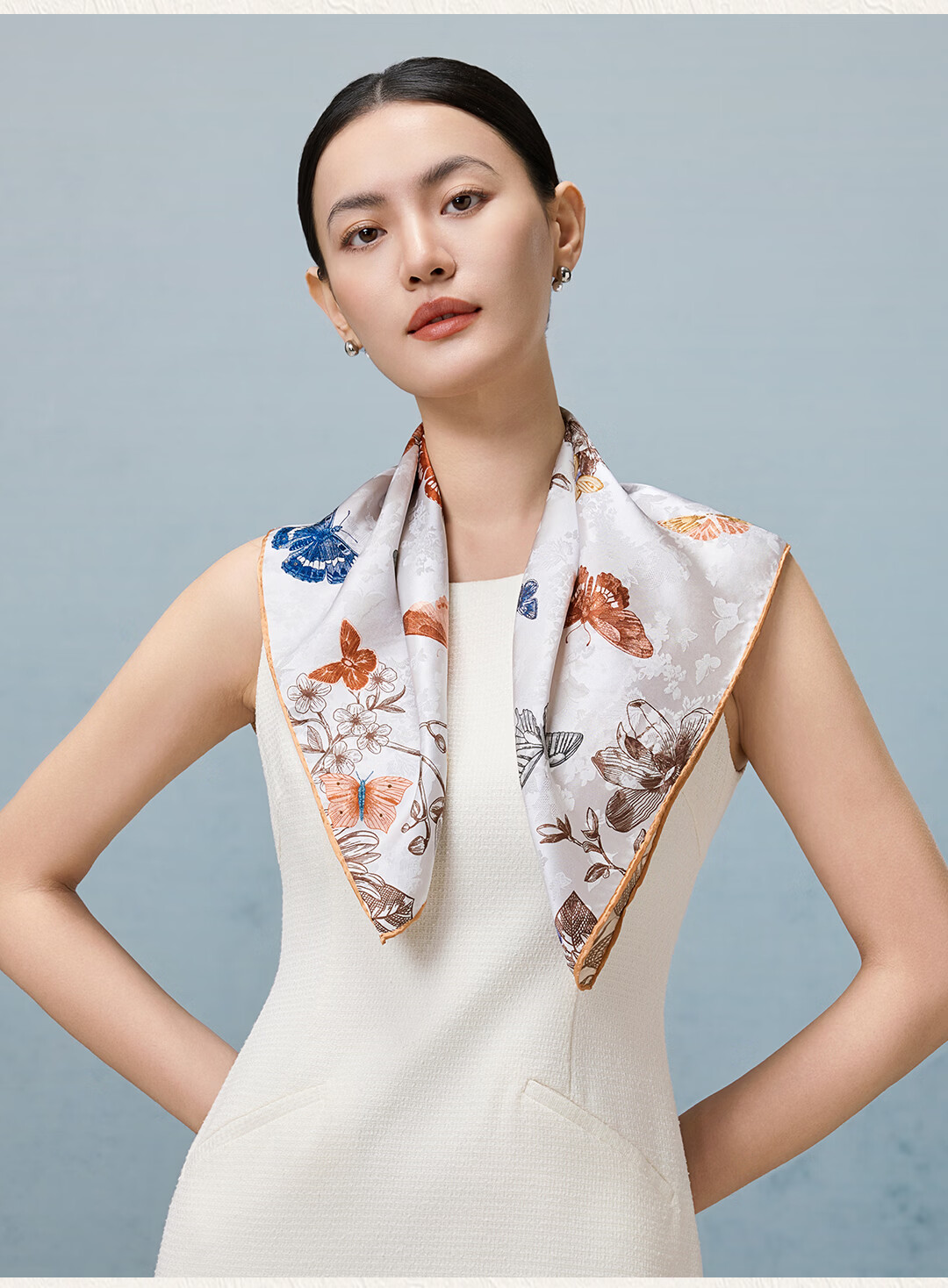 Shanghai Story 100% Mulberry Silk Double-Sided Printed Square Scarf Breathable Women's Gift for Mom Birthday Gift for Girlfriend 8