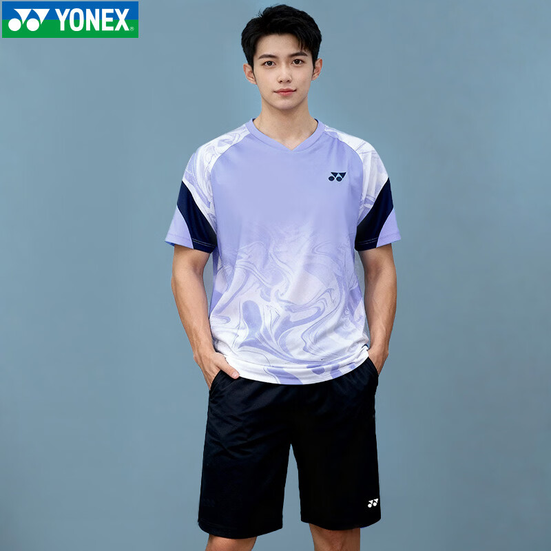YONEX New Badminton Sports T-Shirt Short Sleeve Breathable Men's Top - 1103225BCR Purple XL 1