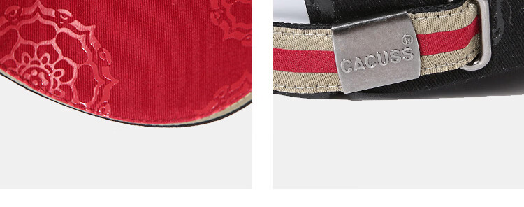 CACUSS Men's Spring Summer New Pure Cotton Hard Top National Style Printed Baseball Cap Light Khaki 15