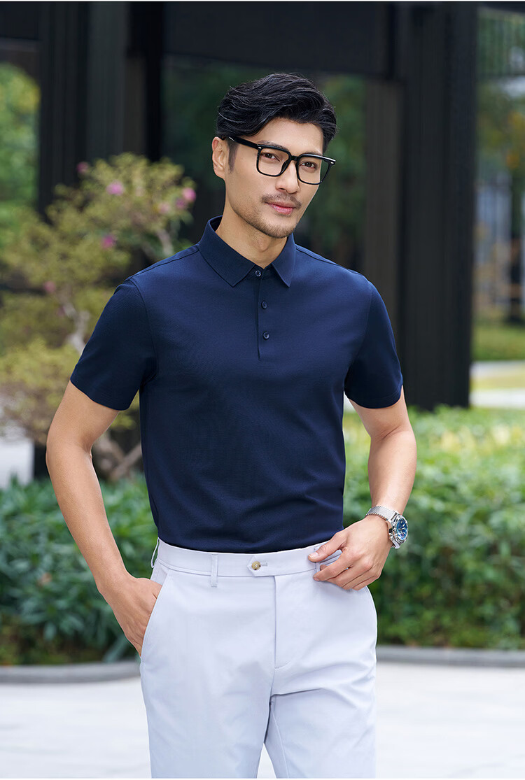 Shirt Lao Luo [Ruxin No.1 06] Short Sleeve Polo Collar T-Shirt 265X1P920S Light Gray 3XL 19