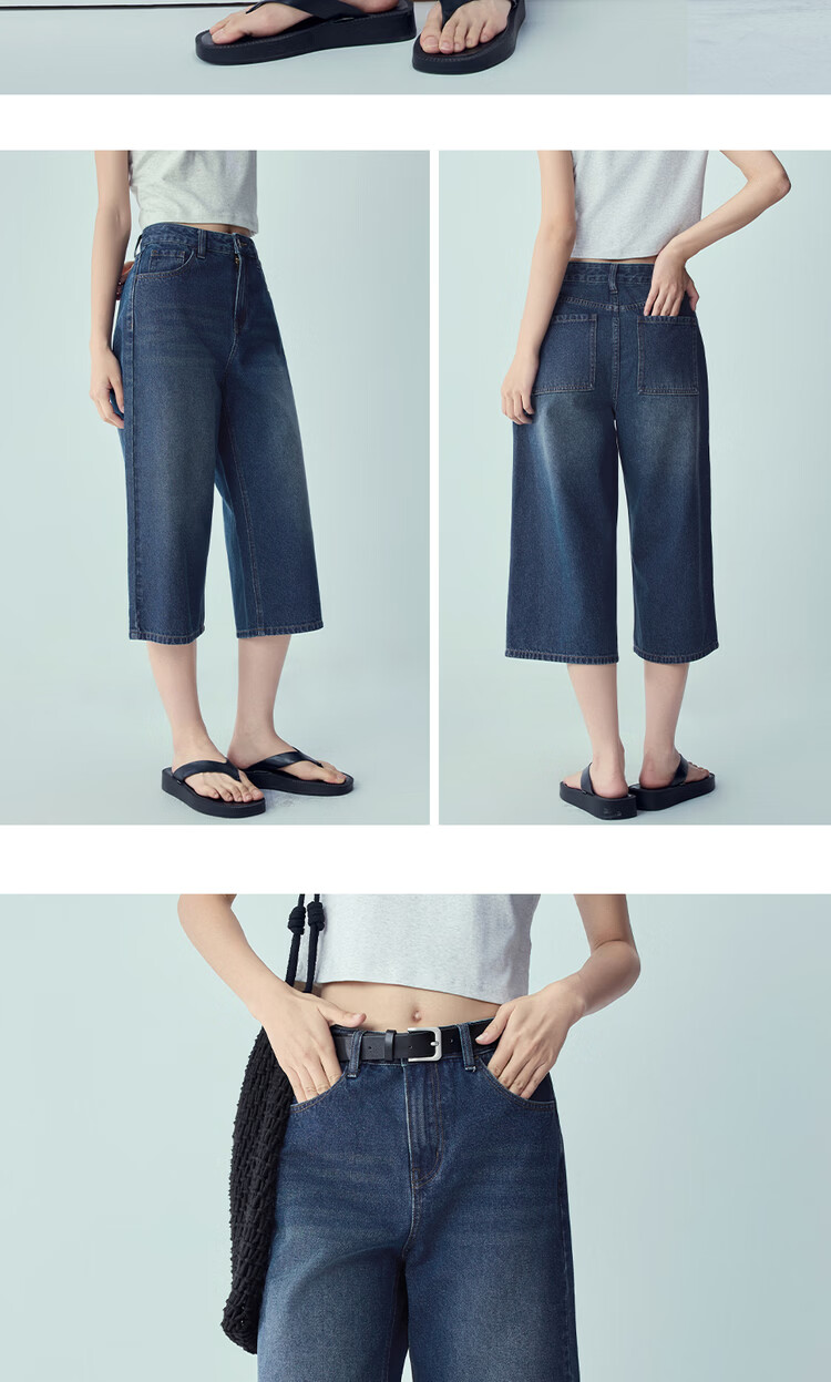 Giordano Women's Pants 2026 Summer New Washed Mid-Waist Straight-Leg Cropped Cat Whisker Jeans 13426339 11