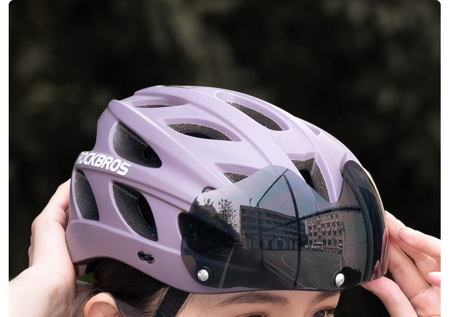 Rockbros Bicycle Helmet with Visor Integrated Road Mountain Bike Safety Helmet Unisex Petal L 33