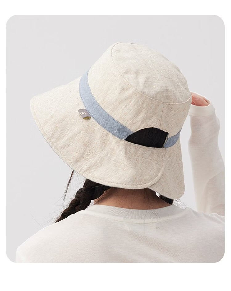Lagur Natural Ramie Double-Sided Embroidered Fisherman Hat with Wild Berry Pattern, Large Head Circumference, Sun Protection, Red Rice Color 18