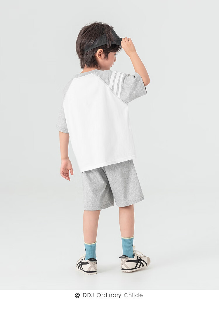 Duoduo Kids Pure Cotton Cooling College Style Set Boys 2026 Summer Raglan Short Sleeve Shorts Two-Piece Sportswear 27