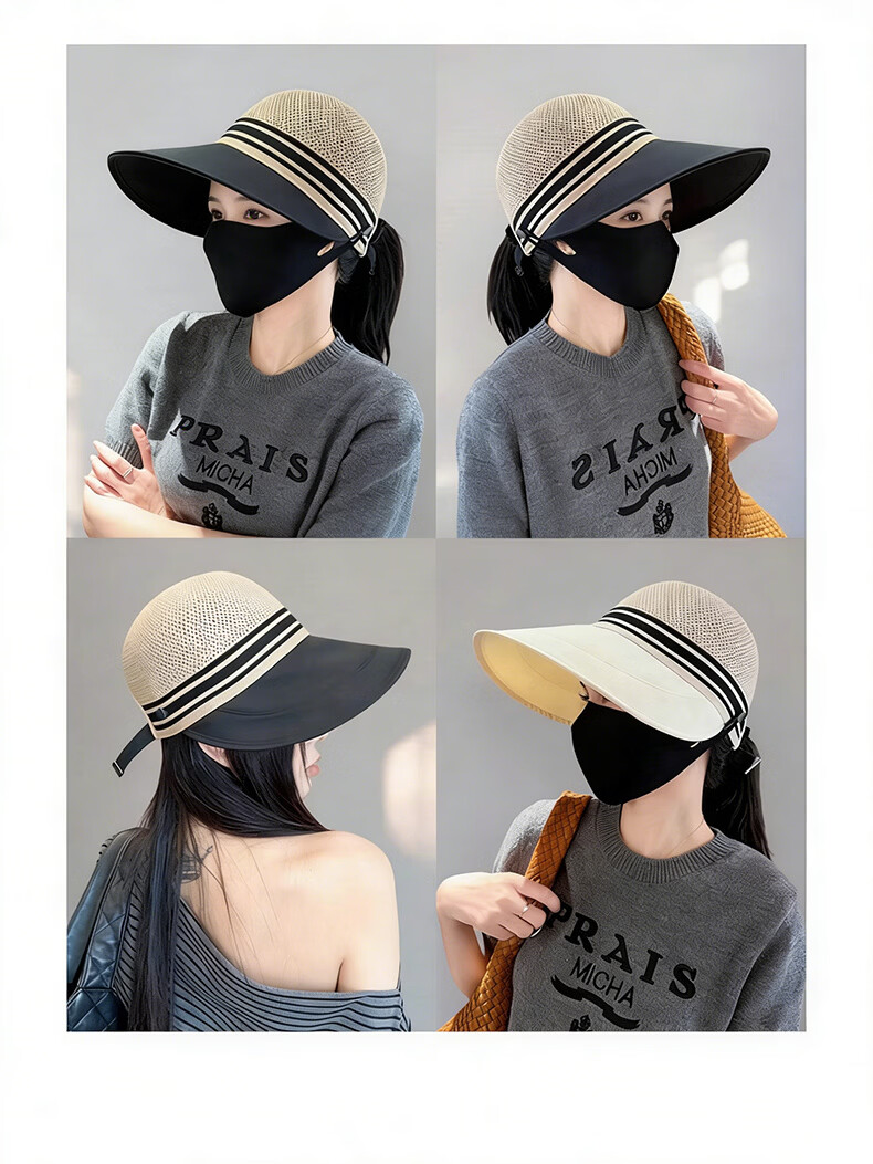 HAOGUAN Large Brim Duckbill Fisherman Hat for Women Summer Hollow Breathable Sunshade UV Protection Cycling Sun Hat 2