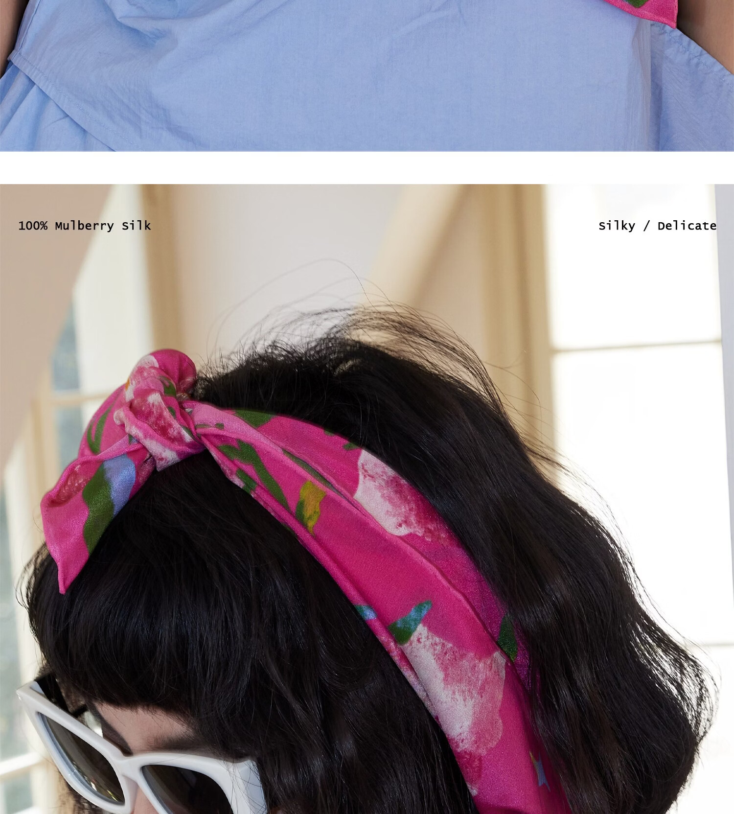 Lagur "Rose Red Morning Glory" Original Handmade Fine Rolled Mulberry Silk Scarf Midnight Blue (Pink Gift Box) 4