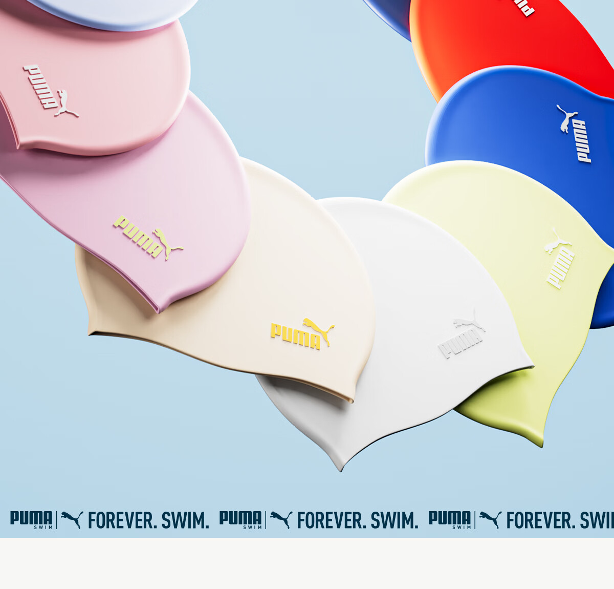 PUMA Adult Silicone Swim Cap Unisex Waterproof Non-Slip Extended Ear Protection Eco-Friendly Large Size Comfortable Fit 3