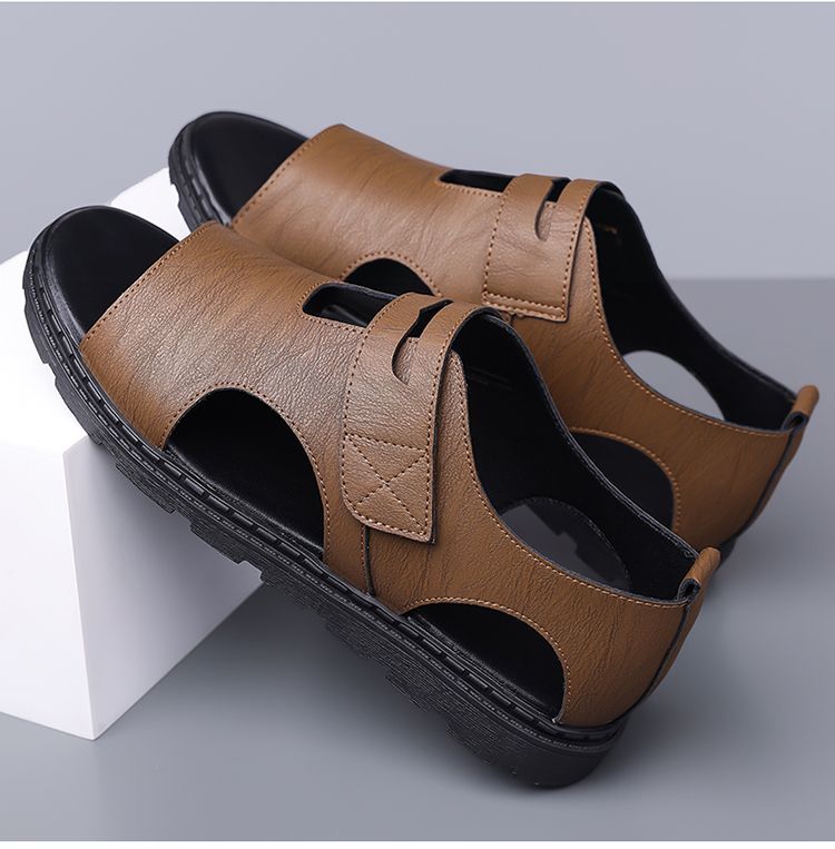 Jingzhenlianggong Men's Summer Sandals Dual-Use Slippers Non-Slip Soft Sole Beach Shoes Dark Brown [Lace-Up] Size 41 18