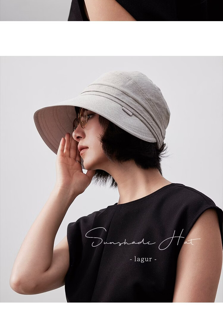 Lagur "Simple Japanese Style" Large Brim Cotton Bucket Hat with Ponytail Hole Sun Protection Foldable Sky Blue 12