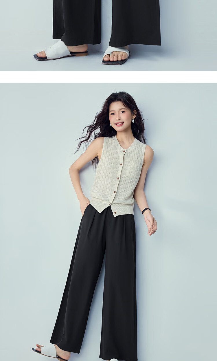 Giordano Women's Loose Fit Four-Way Stretch Pleated Casual Pants Elastic Waist Wide-Leg Trousers 13416217 13