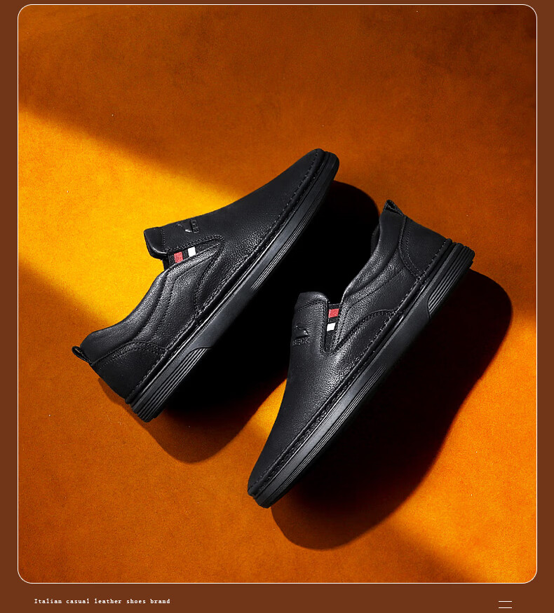 Men's Ram Leather Casual Shoes New Spring Genuine Leather Soft Durable Slip-On Driving Shoes 28