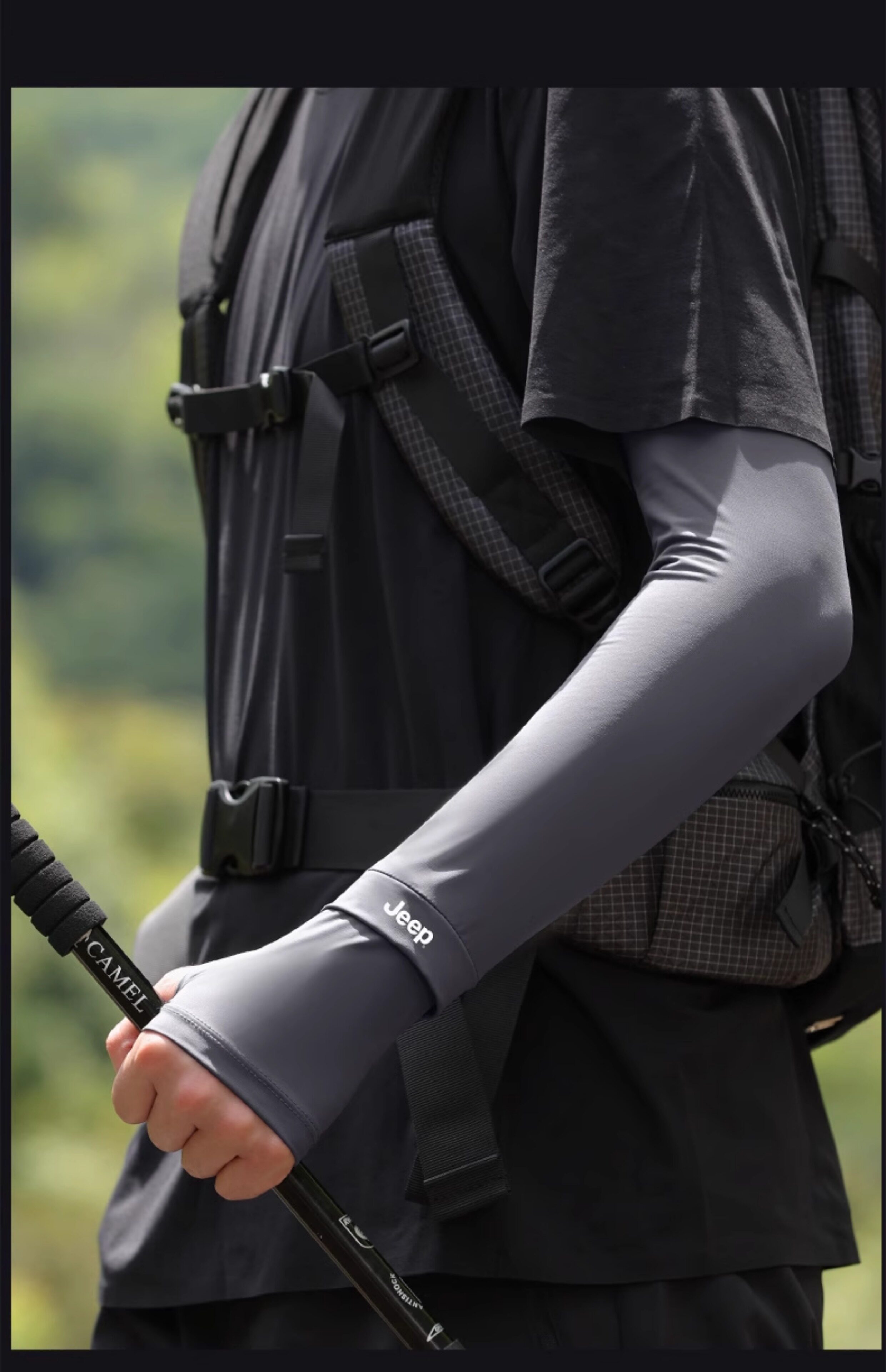JEEP Summer Men's Ice Silk Loose UV Protection Sun Sleeve Arm Sleeves Gloves for Cycling and Fishing 15