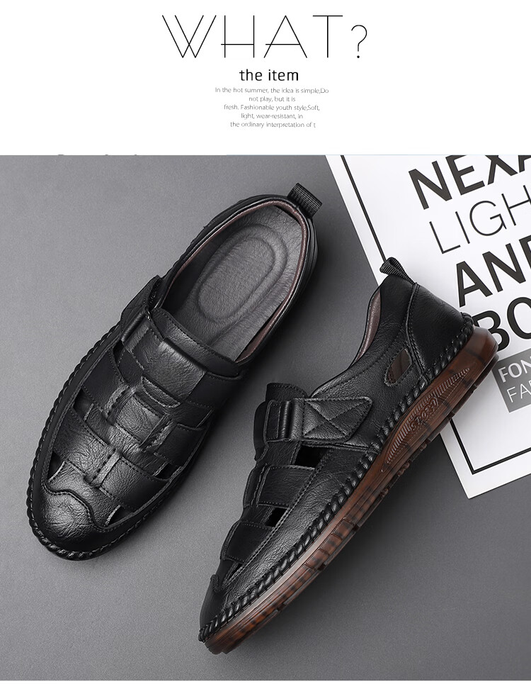 Jingzhenlianggong New Casual Sandals High-Quality Ultra-Soft Men's Breathable Sandals Wear-Resistant Non-Slip Black [Upgraded Version] Size 39 15