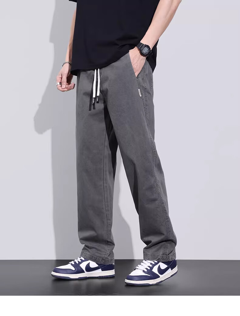 Playboy Pure Cotton Casual Pants Men Summer Thin Loose Straight Cargo Pants Trendy Brand Versatile New Sports Wide-Leg Trousers 15
