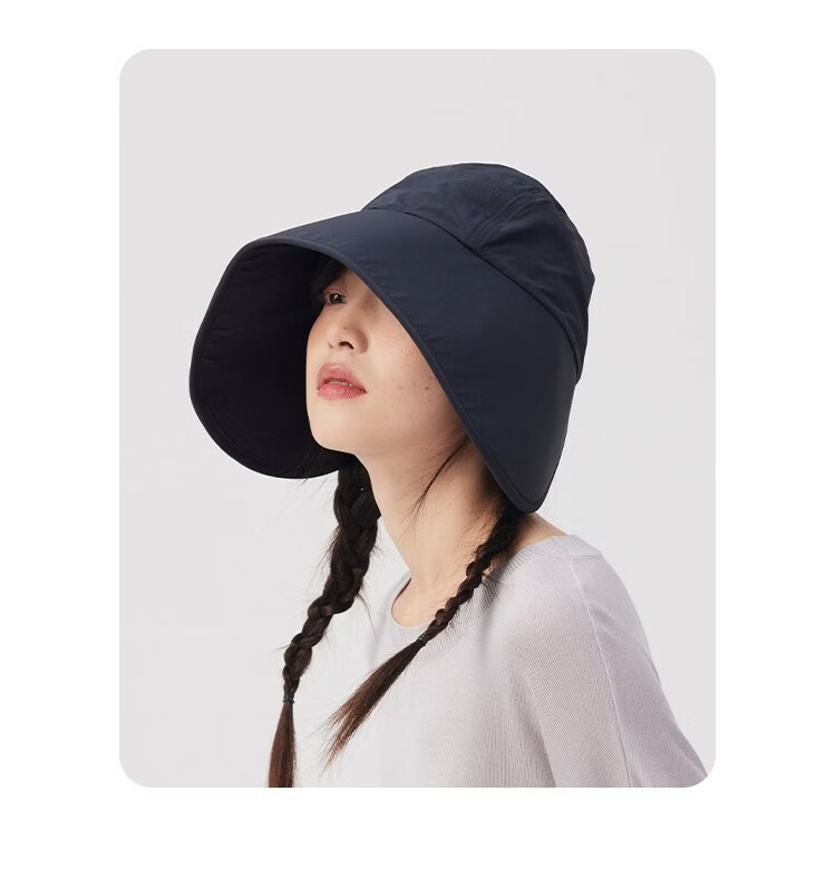 Lagur Large Brim Sunshade Lightweight Sun Protection Fisherman Hat for Women with Ponytail Hole Black 14
