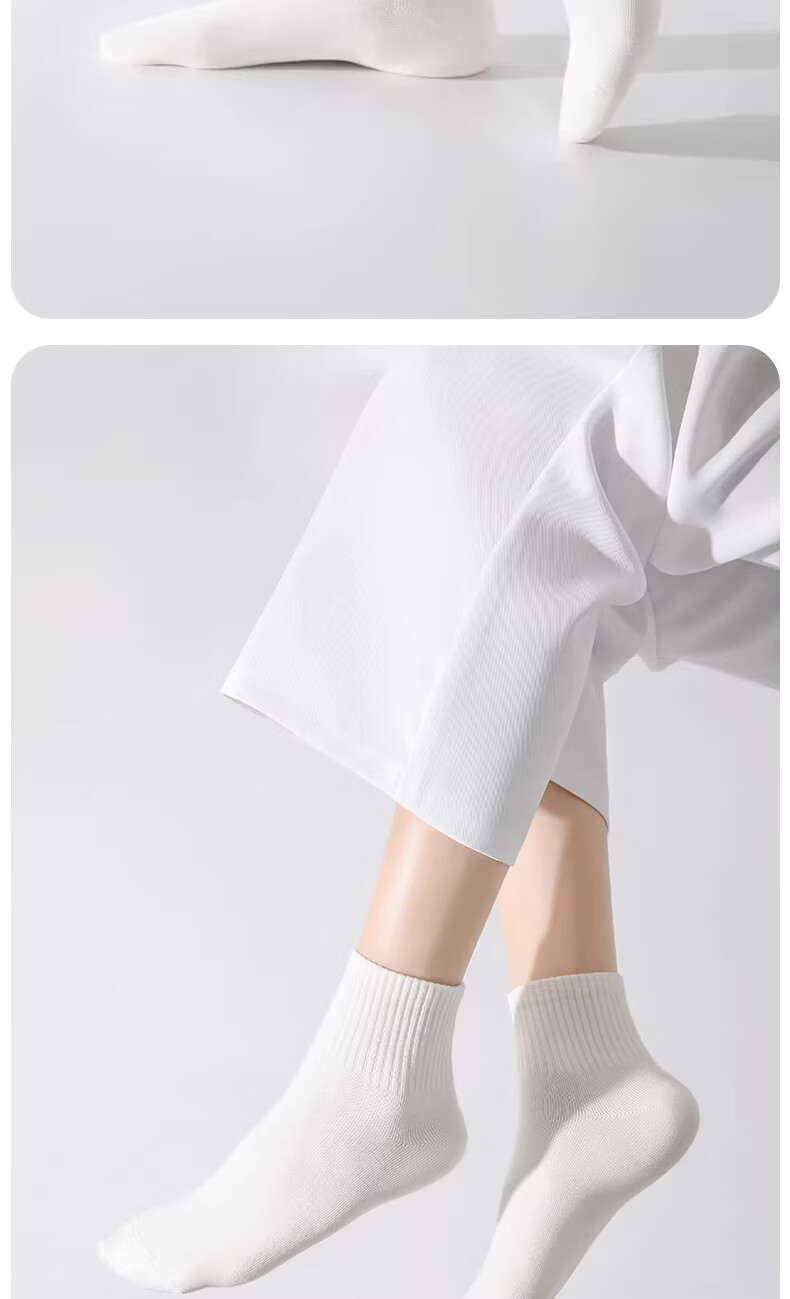 Turou Disposable Socks Unisex Sweat-Absorbing Odor-Resistant Thickened Portable Travel White Mid-Calf 10 Pairs 14