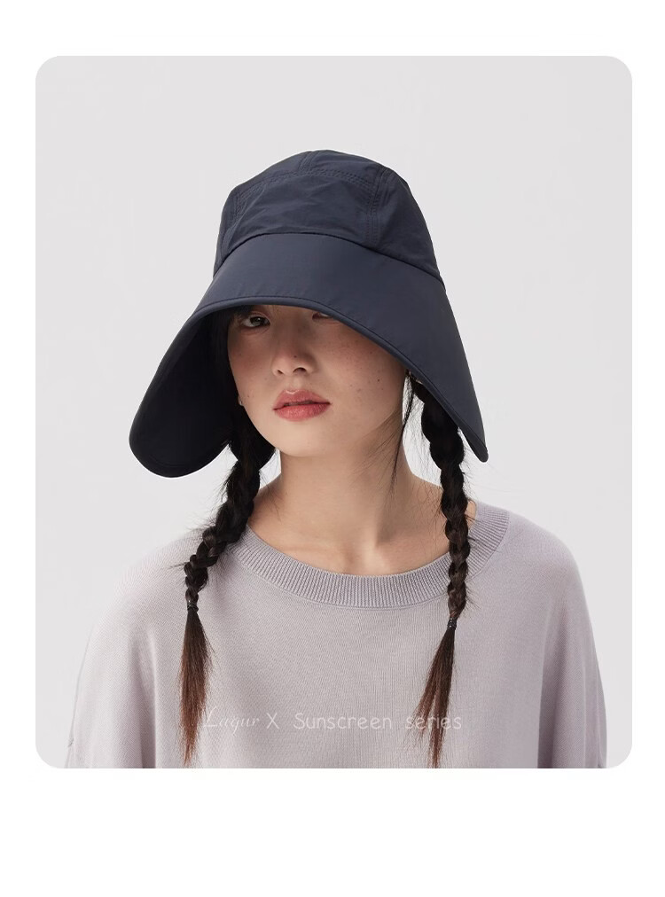 Lagur Large Brim Sunshade Lightweight Sun Protection Fisherman Hat for Women with Ponytail Hole Black 15
