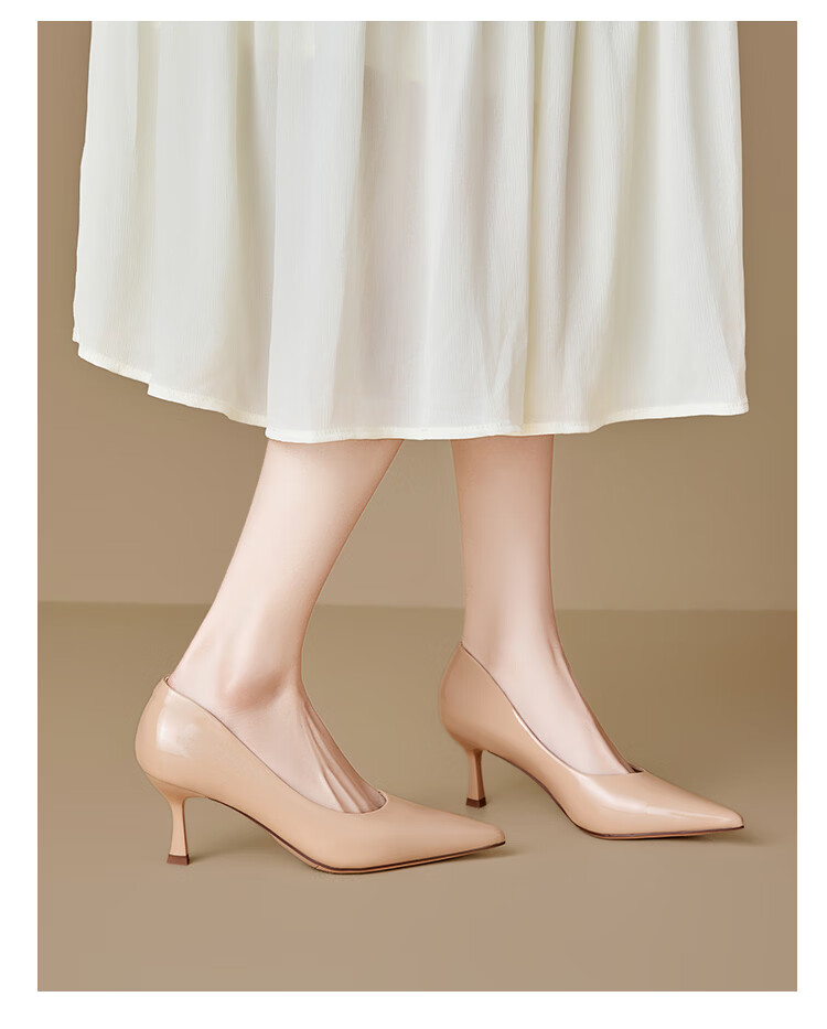 Zhuoshini 2026 New Spring Pointed Toe High Heels Women French Style Thin Heel Professional Nude Pumps Size 39 7