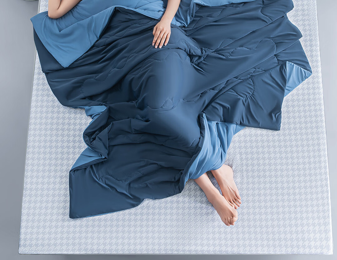 Deep Sleep A-Class Cooling Antibacterial Summer Quilt, Jade Smooth Washable Double Air Conditioning Quilt, Plum Blue 180*200cm 15