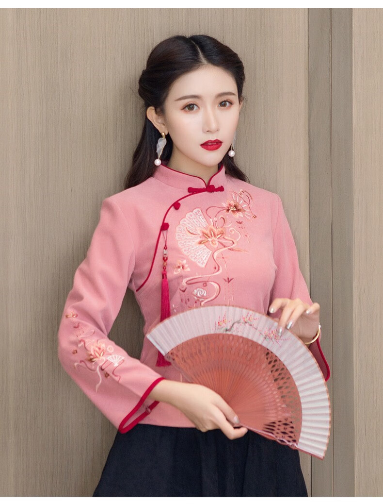 欧霖晟【茶艺师套装秋冬】茶服女秋冬上衣禅意仙气文艺中国风采耳师