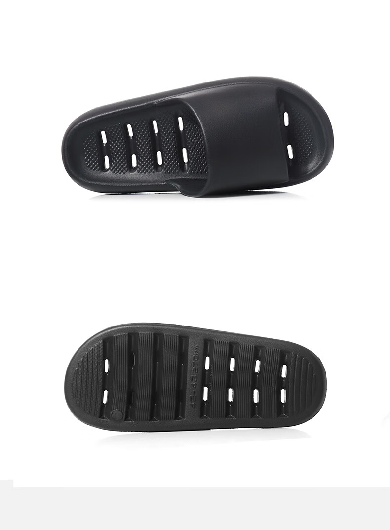 ABFE Bathroom Leak-Proof Slippers Men's Indoor Home Shower Non-Slip Quick-Dry Odor-Resistant Cool Slippers Women Black Size 42-43 12